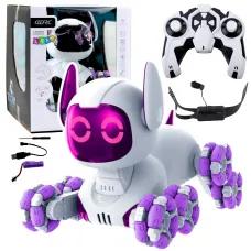Interaktivni daljinsko voden RC robot tooby kuža 360 z lučmi in zvoki beli 27914