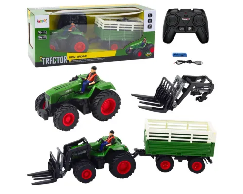 Daljinsko voden RC traktor s prikolico vilicami 2 4g 21208