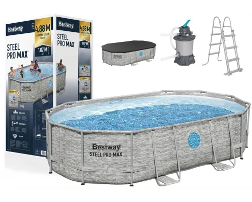 Ovalni montažni bazen Bestway 56946 Power Steel Swim Vista 427 x 250 x 100 cm s črpalko in okenci